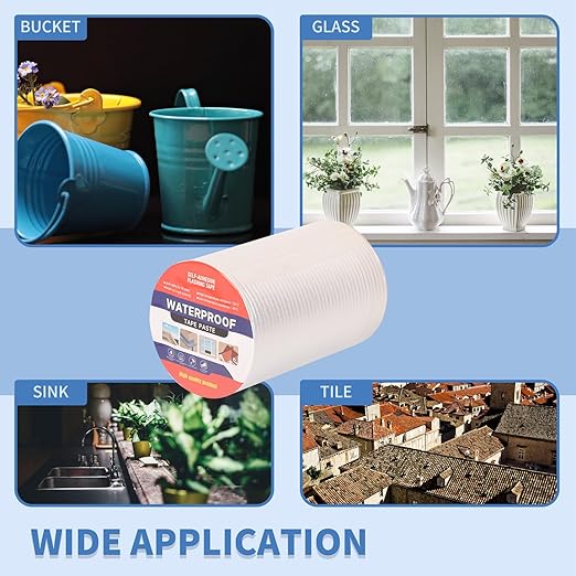 8" W X 32.8'L Waterproof Tape for Leaks Aluminum Butyl Tape with Adhesive for RV Repair, Glass Repairs, Air Mattress Patch, Window Caulking, Boat Sealing, Roof Patching