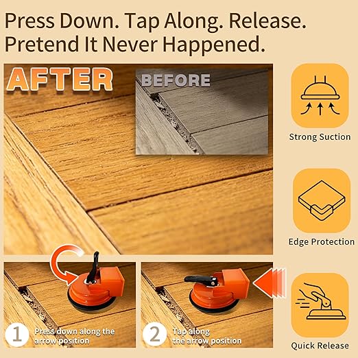 Floor Gap Fixer Tool, 2026 New Heavy Duty Flooring Gap Fixer with Strong Suction Cup, Laminate Vinyl Wood Plank Tile Gap Closing Tool for Doorways, Edges & Corners