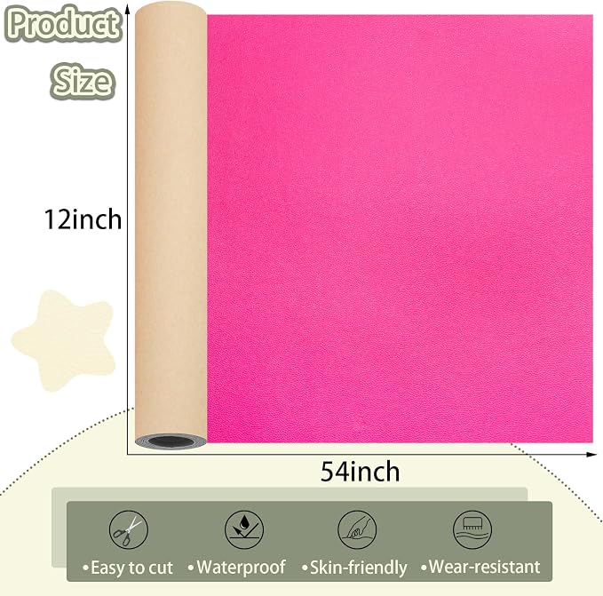Self Adhesive Leather Repair Patch, 12×54 Inch Rose Red Leather Repair Kit Vinyl Repair Tape for Furniture, Sofa Leather Repair Patch Waterproof for Car Seat, Office Chair, Boat Cover 1 Roll