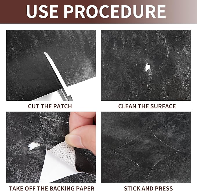 Shagoom Leather Repair Patch, Strong Sticky Repair Patch Self Adhesive Waterproof, DIY Large Vinyl Patches for Couches, Furniture, Sofa, Car, Chair (Black, 3.5X79 inch)