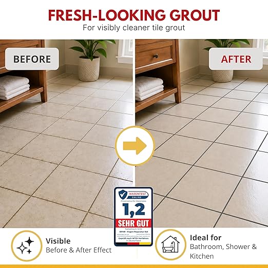 ISPAR Tile Grout Repair Kit – Dark Gray Grout Filler 14 oz Value Size, Pre-Mixed Grout Repair Paste, Ready to Use Tile Joint Filler for Bathroom & Shower Tile, Spatula & Sponge