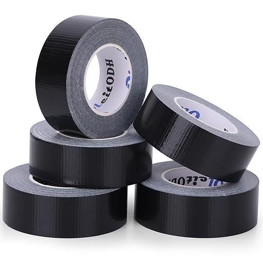 5 Pack Mini Black Duct Tape, 1" X 75 Yards Travel Size Duct Tape, Pocket Size Heavy Duty Waterproof No Residue Tear by Hand, Multi-Use for Indoor & Outdoor Repairs, travel camping DIY projects