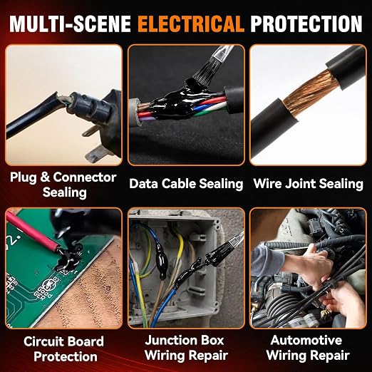 Liquid Electrical Tape, Black Insulating Electrical Tape with Brush, Quick-Dry Waterproof Liquid Tape for Wires, Cables, Connectors, Outdoor & Automotive Electrical Equipment, Heat Resistant