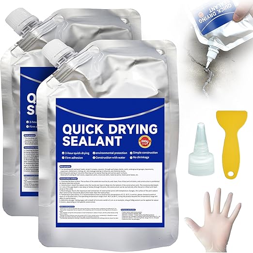 Concrete Crack Filler and Sealant, Quick Drying High Elasticity Cement Crack Filler, Waterproof Repair, Self-Leveling Concrete Slab Repair for Driveway, Patio (Gray, 35.27 OZ)