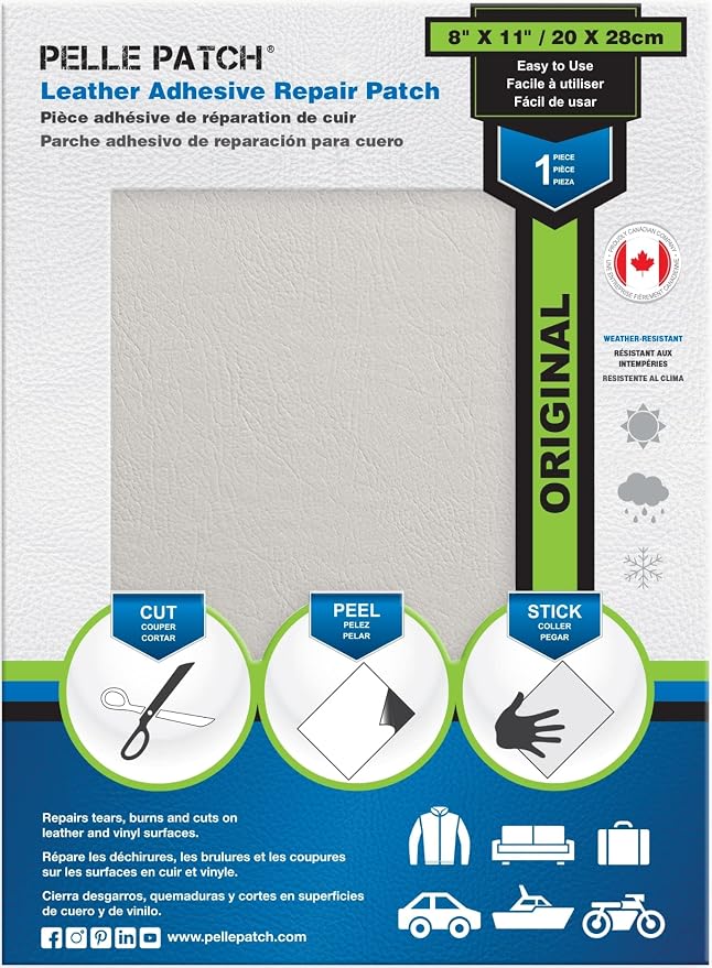 Leather Repair Kit for Couches - 25 Colors Available - Original 8x11 - Grey