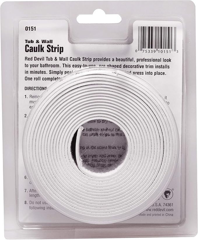 Red Devil 0151 (Wide) 1-5/8 in. x 11 ft. Tub & Wall Caulk Strip, 1-5/8" x 11', White