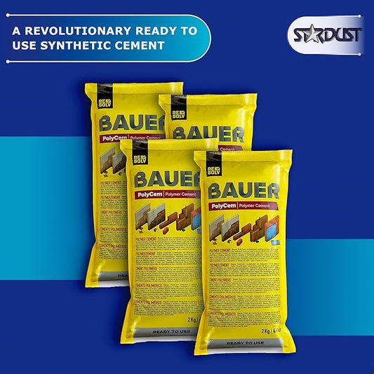 Bauer Instant Polymer Cement 4-Pack - Ready-to-Use Alternative to Mortar & Adhesives - Versatile for Concrete & Stone Tile Crack Repair & Brick Repair, Convenient & Durable