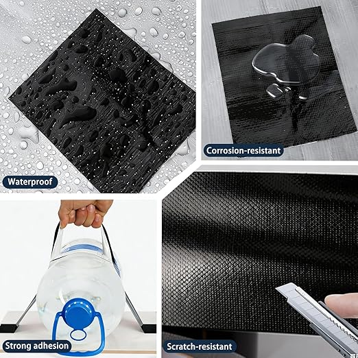 Quinnsus Waterproof Repair Tape for Fabric, Awnings, Tarp, Tents, RV Roof, Underbelly, Canvas, Sail and Boat Cover, UVproof and Heat-Resistant Tear Repair Pctch Kit(Black, 3 Inch X 25 Ft)