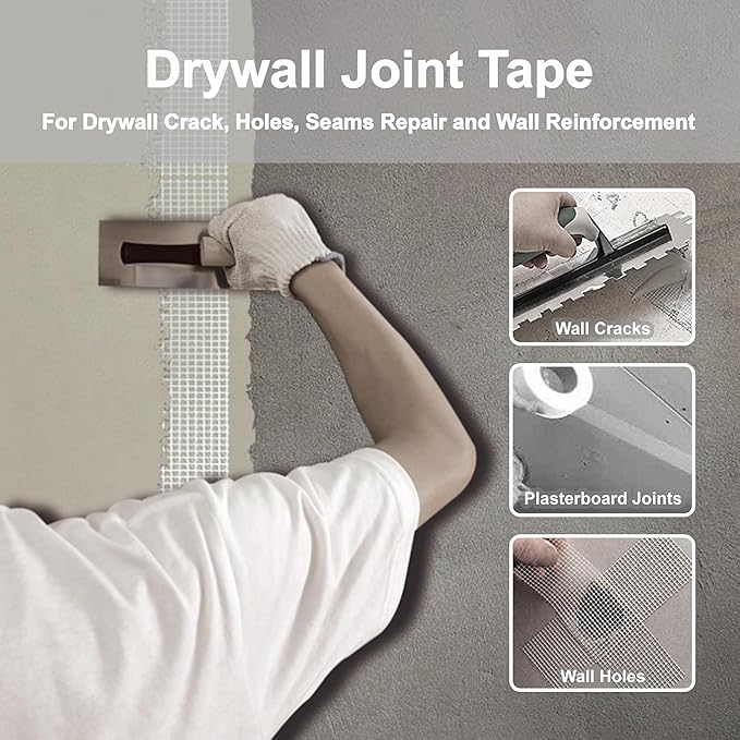 Drywall Joint Repair Tape Self Adhesive Fiberglass Wall Repair Tape Drywall Mesh Tape 2 Inch x 66 Feet Self Adhesive Fiberglass Wall Crack and Seam Patch