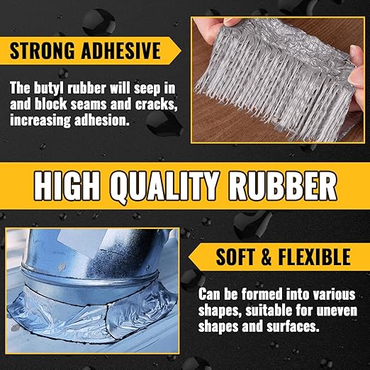 VIVIDA Aluminum Butyl Tape 6" × 20', Waterproof Aluminum Foil Butyl Sealing Tape for Outdoor Use, Corrosion Resistant, Repair for Metal Roof, RV, Windows, 1 Roll
