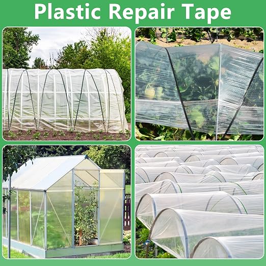 Miuwauer 2In x 118Ft Greenhouse Repair Tape Heavy Duty Greenhouse Coverings Damage Repair Tape Long Term UV Stabilized Outdoor Adhesive for Patching Sealing Seaming Plastic Film Polyethylene Sheeting