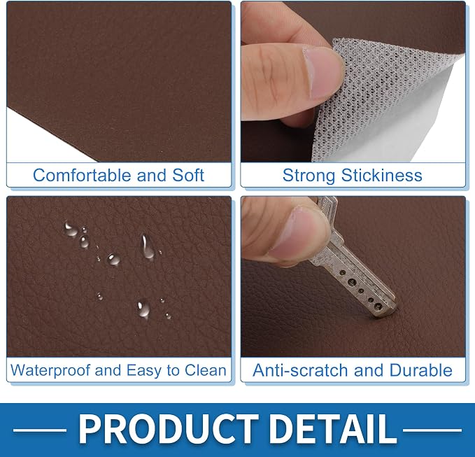 Self Adhesive Leather Repair Patch Strong Stickiness 19.6"x39" Leather Repair Tape PVC Faux Leather Red Brown 1 Pcs