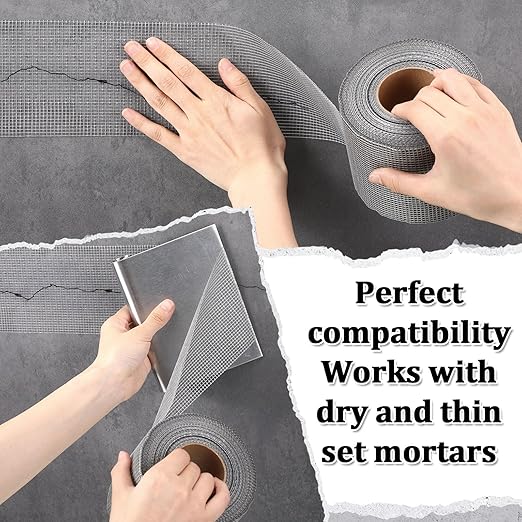 250 ft x 4 Inch Cement Board Joint Tape Self Adhesive Durable Gray Fiberglass Mesh Drywall Mesh Repair Tape for Cement Board Joints Repairing, Sealing and Strengthening
