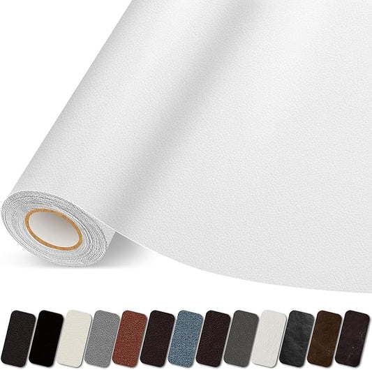 Leather Repair Patch, 17X79 Inch Self Adhesive Leather Repair Tape, Large Vinyl Patch Kit for Couches, Sofa, Furniture, Car Seats, Office Chairs, Cabinets, Handbags（White, 17X79 Inch）
