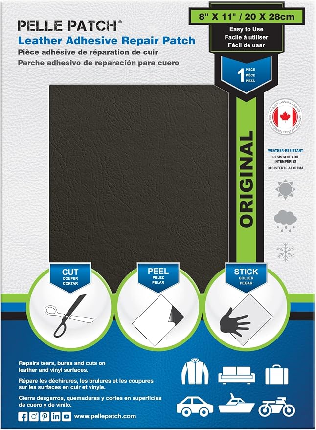 Black Leather Repair Tape - 25 Colors Available - Original 8x11 - Dark Grey