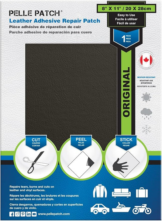 Black Leather Repair Tape - 25 Colors Available - Original 8x11 - Dark Grey