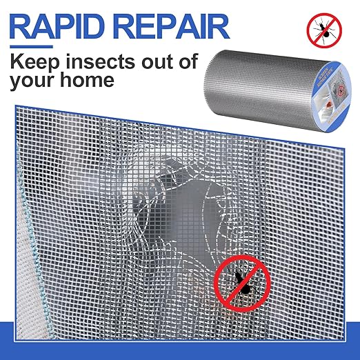CroBlissful Extra Wide 5 inch x 20 ft Window Screen Tape Mesh Repair Strong Adhesive Waterproof Fiberglass Screen Repair Kit Patch for Window Door Tears Holes (Gray)