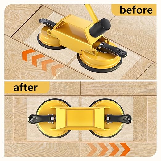 Floor Gap Fixer Kit with Silicone Caulking Tool, Heavy Duty Dual Suction Floor Gap Repair Tool with Hammer, Slot Cutter, Sticky Pads & Sealant Scraper for Hardwood Flooring