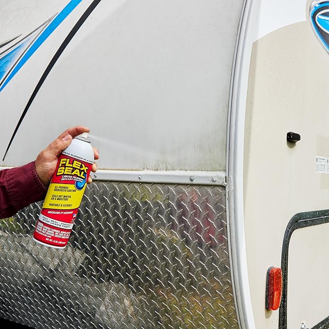 Flex Seal, 14 oz, White, Stop Leaks Instantly, Waterproof Rubber Spray On Sealant Coating, Perfect for Gutters, Wood, RV, Campers, Roof Repair, Skylights, Windows, and More