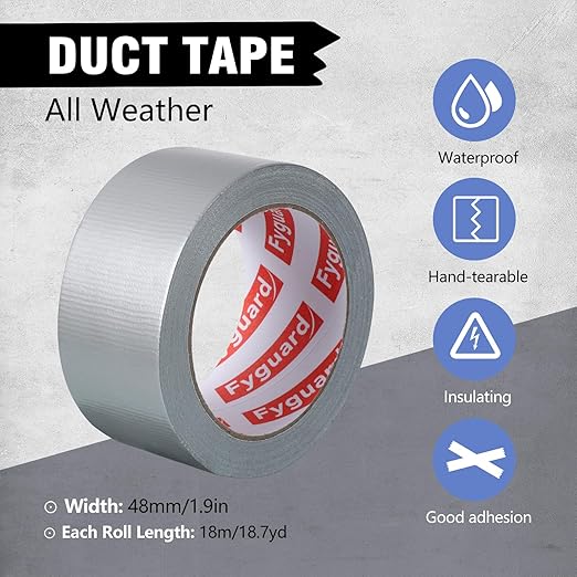 3 Pack Duct Heavy Tape, 1.89 Inch x 60 Yard Total Waterproof Duct Tape for Indoor Outdoor Repair Fixing Reinforcement(Black, White, Silver)