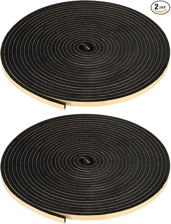 PATIKIL Foam Insulation Tape, 2Pcs 5/8" W x 1/4" t x 32.8FT Self Adhesive Weather Stripping Door Seal Strip for Door Window Air Conditioning, Black