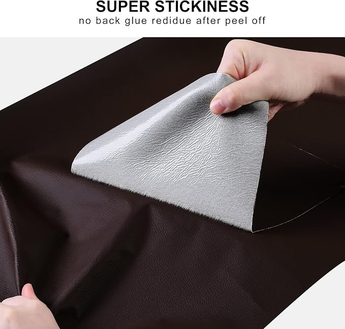 YAFLC Leather Repair Patch for Furniture, 4" x 63" Self Adhesive Leather Repair Kit Vinyl Repair Tape for Car Seat Sofa Jackets Couches Chair Dark Brown