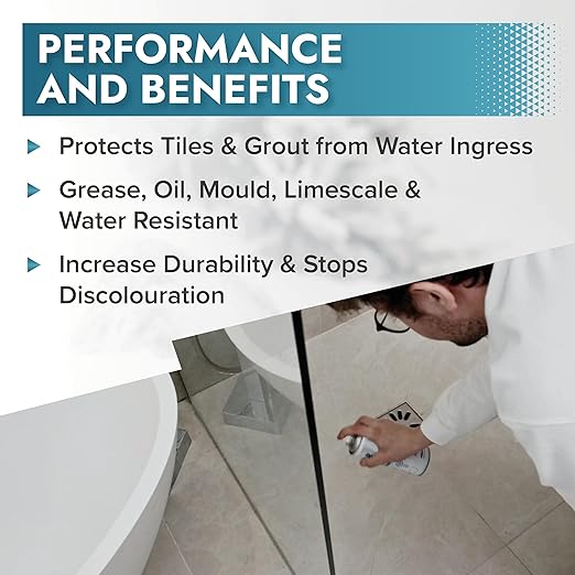 Polar Tile & Grout Sealer Clear Aerosol Spray - 1 x 13.5 Fl Oz | Instantly Waterproofs and Protects Floor Tile Grout | Ideal for Bathroom, Shower & Kitchen | Interior & Exterior Tile Sealer