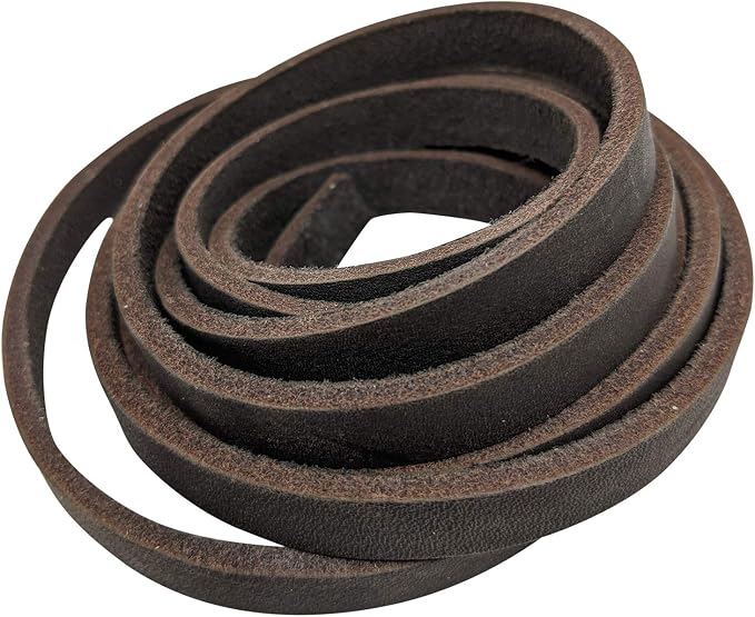 TOFL 3/8" Wide Flat Leather Cord – 72" (6 Feet) Long × 1/8" Thick (7-8oz) | Real Cowhide Leather Strips for Crafts | Dark Brown | 72" L x 3/8" W x 1/8" Thick | Suede Backing | Leather Craft Supplies | Easy to Cut & Stitch | DIY Projects & Repairs | 7–8 oz