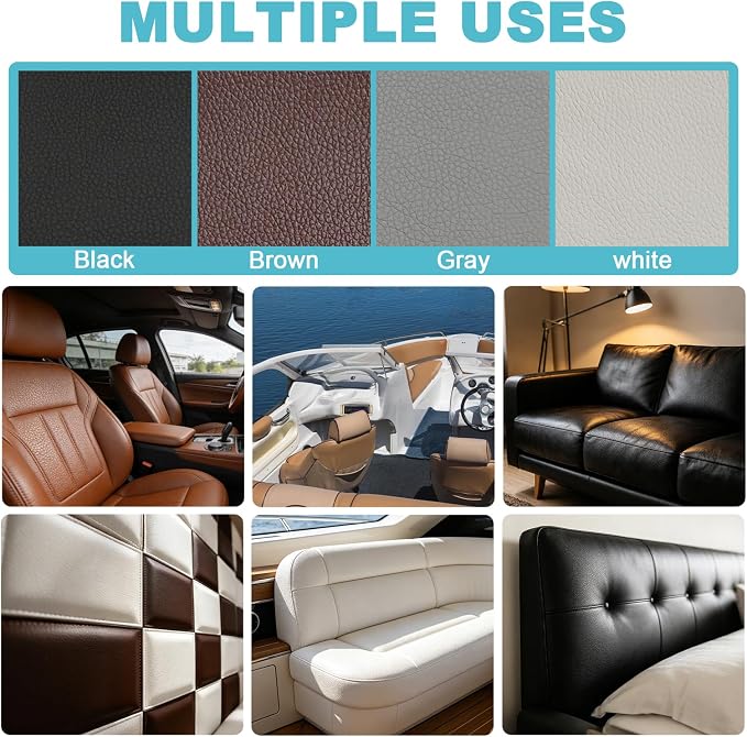 Marine Vinyl Upholstery Faux Leather Fabric 78"x55" Black Lychee Grain Faux Leather Sheets – Soft Synthetic Leather Material for Furniture Renewal, Boat, Sofa, Chair, Upholstery Crafts