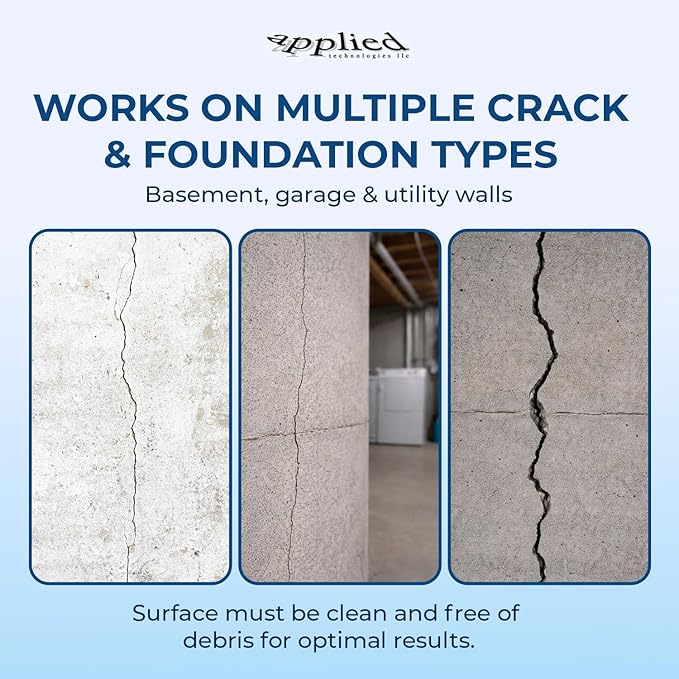 6–10 Ft DIY Foundation Wall Crack Repair Kit, Waterproof Epoxy Concrete Crack Filler, Stops Leaks, 12,000 PSI Structural Strength, Fast Gel Time, Professional-Grade Home Improvement Repair Solution