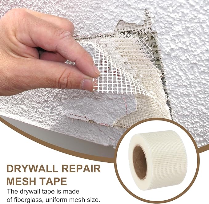 PATIKIL Drywall Repair Mesh Tape, 3 inch x 164 ft Fiberglass Repair Patch Self-Adhesive Dry Wall Joint Tape 8 Mesh Wall Hole Crack and Seam Patch, White