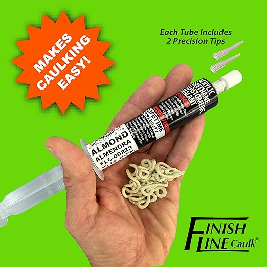 – Acrylic Urethane Elastomeric Sealant – Pre-Filled Precision Caulk Gun – Almond – 1 oz Tube – Flexible & Durable Sealant for Trim, Baseboards, and Small Cracks