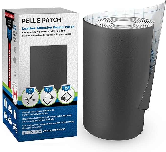 Leather and Vinyl Repair Patch - 25 Colors Available - Original 4x60 - Dark Grey
