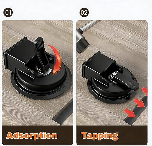 Floor Gap Fixer Tool, Cast Aluminum, Heavy Duty Flooring Repair Kit with Vacuum Suction Cup for Laminate, Vinyl, Wood and Tile Floors (Black)