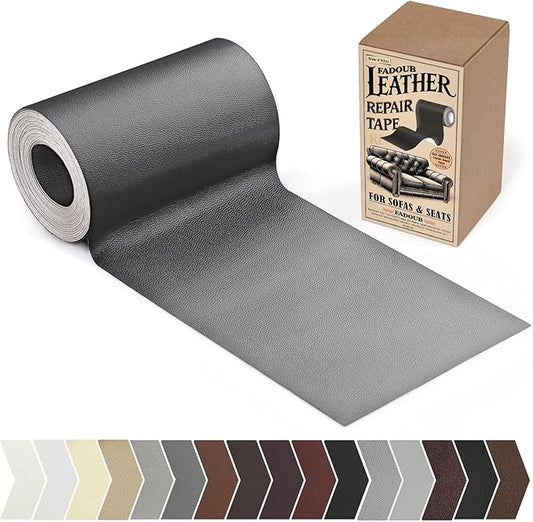 Leather Repair Patch, 4 x 63In Self Adhesive Leather Repair Tape for Furniture, Vinyl Repair Tape for Repairing Vinyl, Couch, Sofa, Car Seats, Car Interior (Dark Gray-Fine Grain)