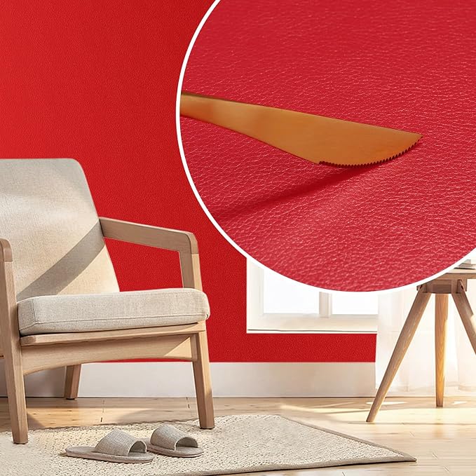 Leather Repair Patch 15.7x40 inch Large Self-Adhesive Leather Repair Tape Vinyl Leather Repair Kit for Sofa Car Seats Chairs Shoes Bags Damaged Leather Furniture (Red)