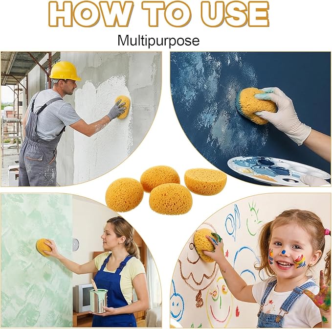 Molain 4 PCS Knockdown Texture Sponge, Orange Peel Texture Sponges for Patch Repair Ceiling Drywall Wall Knockdown Texture Tool Clay sponges for Pottery Cleaning