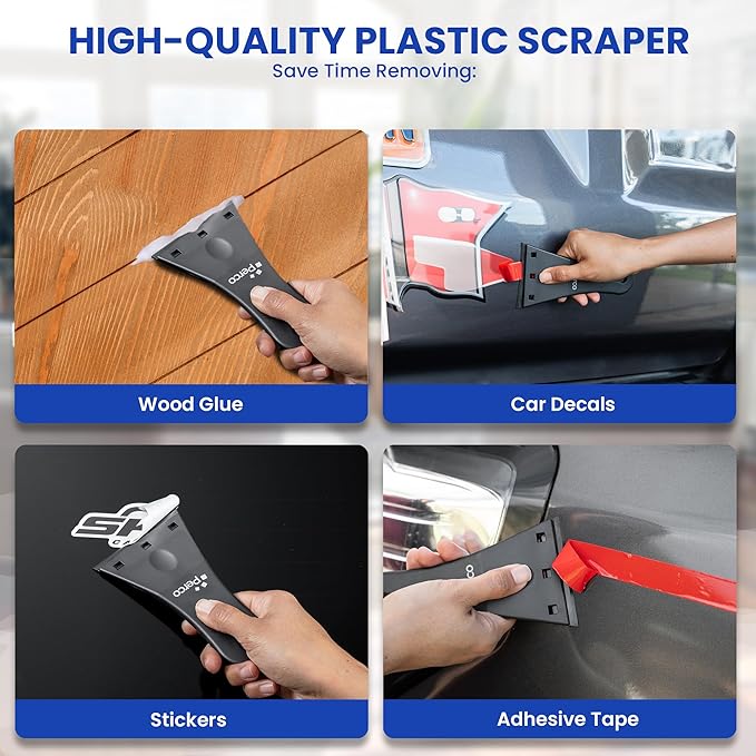 Perco Glue Off Adhesive Remover - 10 fl. oz with Scraper & Plastic Razor | Glue Remover Spray Effortlessly Erase Adhesive Hassles & Car Stickers - for Label Sticker Residue