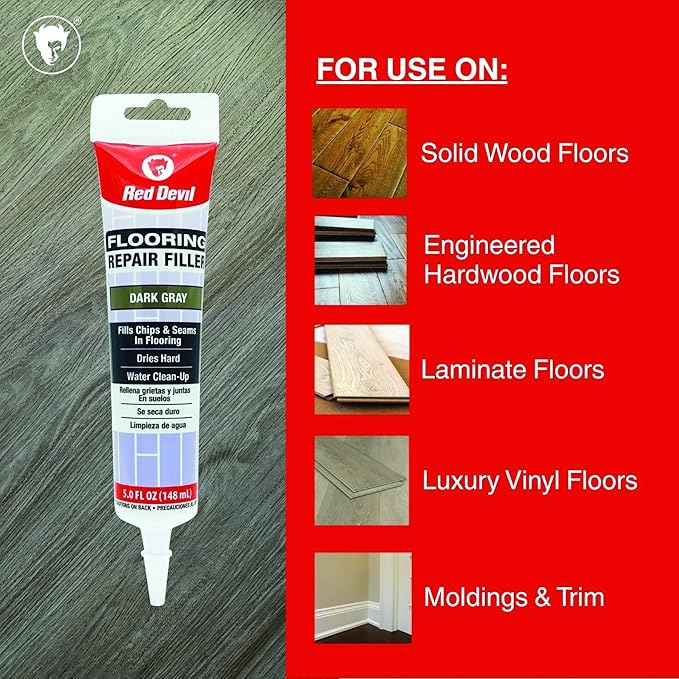 Red Devil 056055 Flooring Repair Filler, 5 oz., Dark Gray, 4 Pack