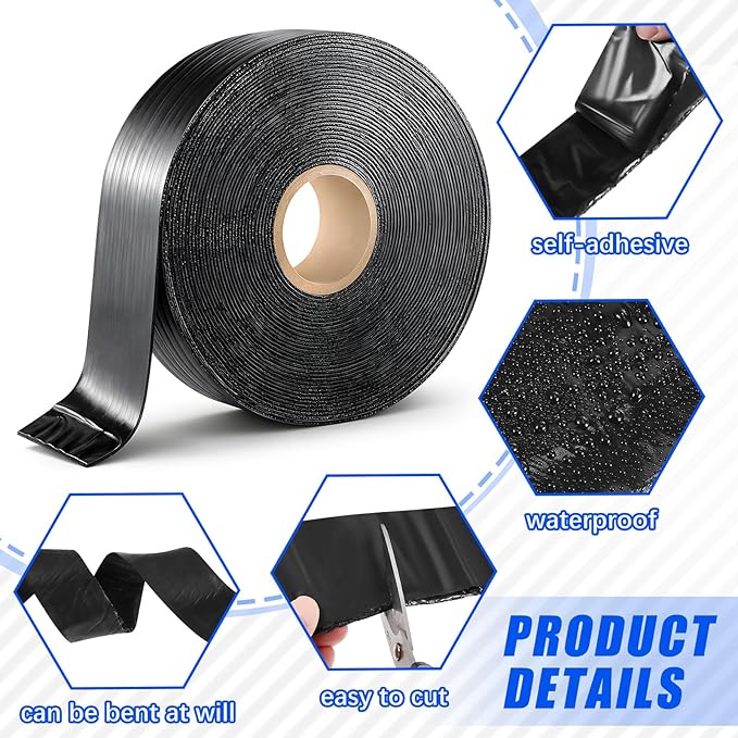 Fabbay 1 Roll 1.97 Inch Asphalt Crack Filler Tape Asphalt Tape for Driveway Repair Joint and Crack Sealer for Tarmac Parking Lot Roof Cement Road, 50 Feet Each Roll