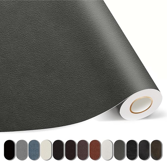 Kangshoon Leather Repair Patches, 17X79 Inch Self-Adhesive Leather Repair Tape, Stretch Vinyl Repair Kit for Couch Furniture Sofas Car Seats (Dark Gray, 17X79 Inch)
