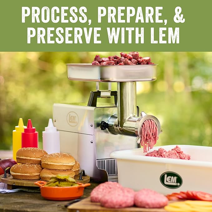 LEM Products Ground Meat Packaging System, Poly Bag Sealer Machine with Tape, 50 Wild Game Meat Bags, Freezer-Ready Packing Kit for Meats, Ground Beef, Deer Processing