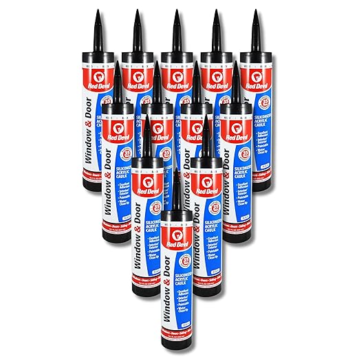 Red Devil 08466012 Window & Door Siliconized Acrylic Caulk (Black), 10.1 oz, Case of 12