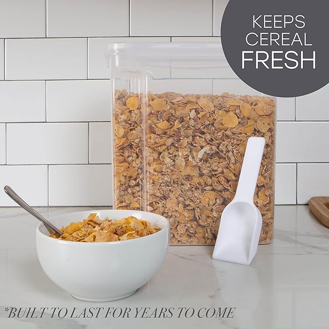 Kitchen Details Cereal Container with Scooper | Medium | Airtight | Food Tin | Keeps Fresh | Kitchen & Pantry Storage Organizers | Clear (Pack of 2)