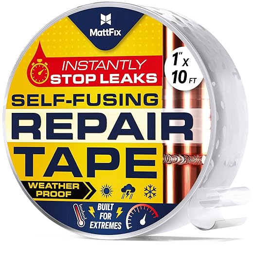 Self Fusing Silicone Tape – 1" x 10' – Waterproof Tape for Emergency Repairs – Weatherproof, Heat and Chemical-resistant – For Plumbing, Pipes and Hoses repairs, Automotive, Electrical & Outdoor Use