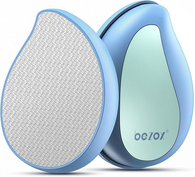 BEZOX Glass Foot File Callus Remover – Professional Foot Scrubber for Dead Skin & Cracked Heels – Premium Pedicure Tools for Travel with Protective Cover - Blue
