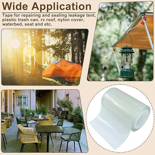 Waterproof Repair Tape - Heavy Duty Clear Instant Seal for Tent, Boat, RV & Pool - 1 Roll Outdoor Repair Patch Cover for Canvas, Tarp, Leather & Sail (4 Inch x 10FT)