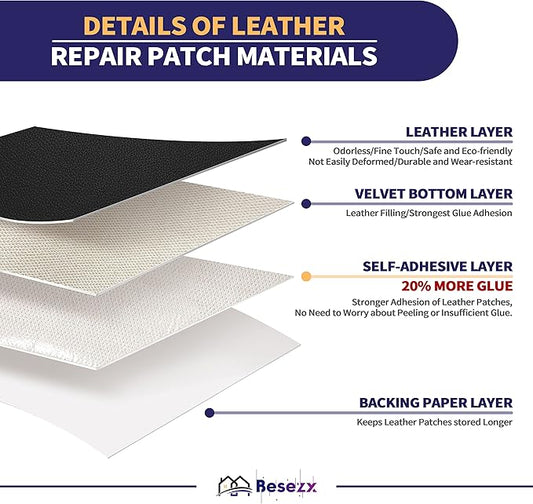 Leather Repair Patch Tape Kit, Self Adhesive Leather Repair for Furniture, Couch, Sofa, Car Seats,Office Chair,Vinyl Repair Kit.30inx16in
