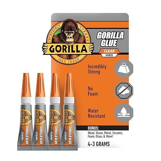 Gorilla Clear Glue, Four 3 Gram Tubes (Pack of 1) - Crystal Clear, All Purpose, and Water Resistant