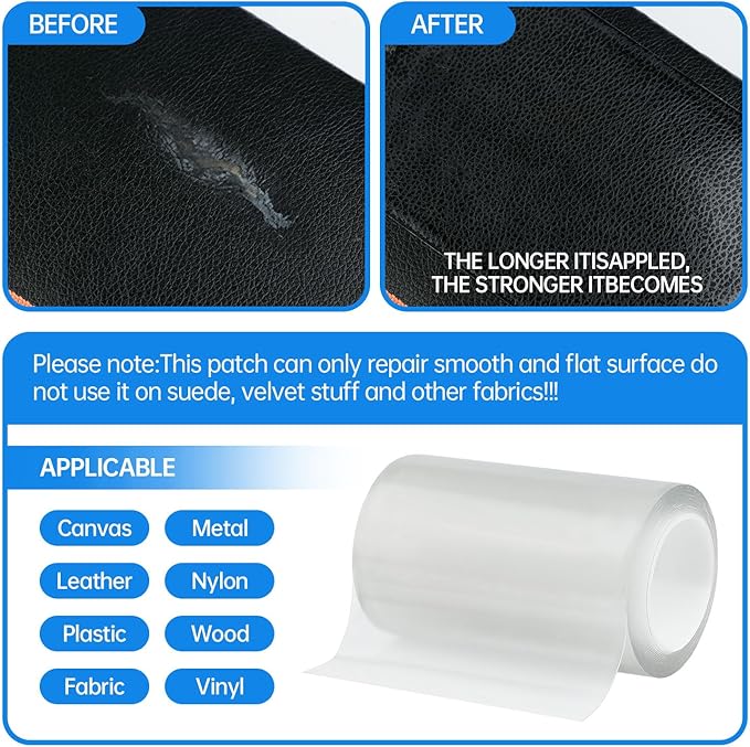 Waterproof Repair Tape,Clear Inflatable Patch Repair Kit for Tent Fabric Awning RV Roof Underbelly Tarp Sail and Boat Cover Outdoor Repair Patch